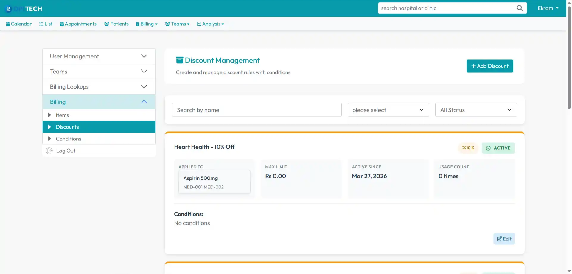 HMS — Discount Management